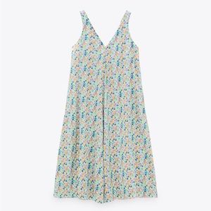 ZARA Floral Midi Cottagecore Dress w/Pockets